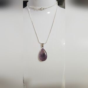 Natural Amethyst Purple Teardrop Pendant Necklace Item 02